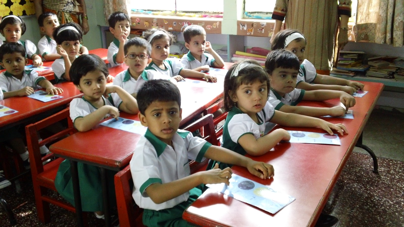 Delhi school girl with teacher