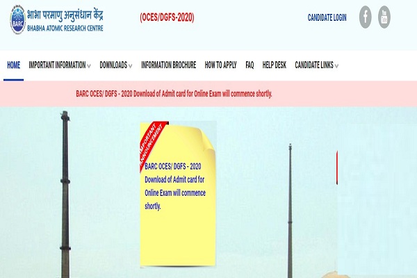 BARC OCES DGFS - 2020 Admit Card